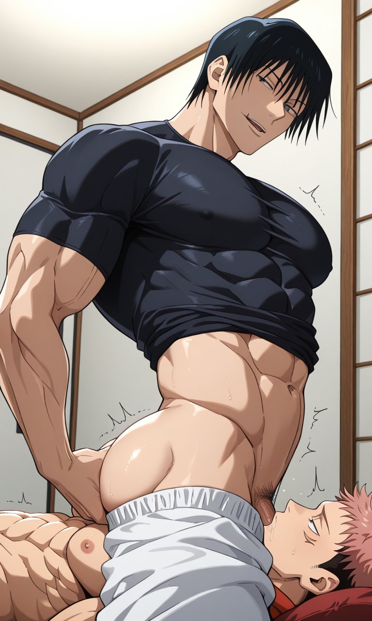 ai generated, gay, gay sex, itadori yuuji, jujutsu kaisen, male, muscular, muscular bottom, muscular male, sexdyaoi, toji fushiguro, twink