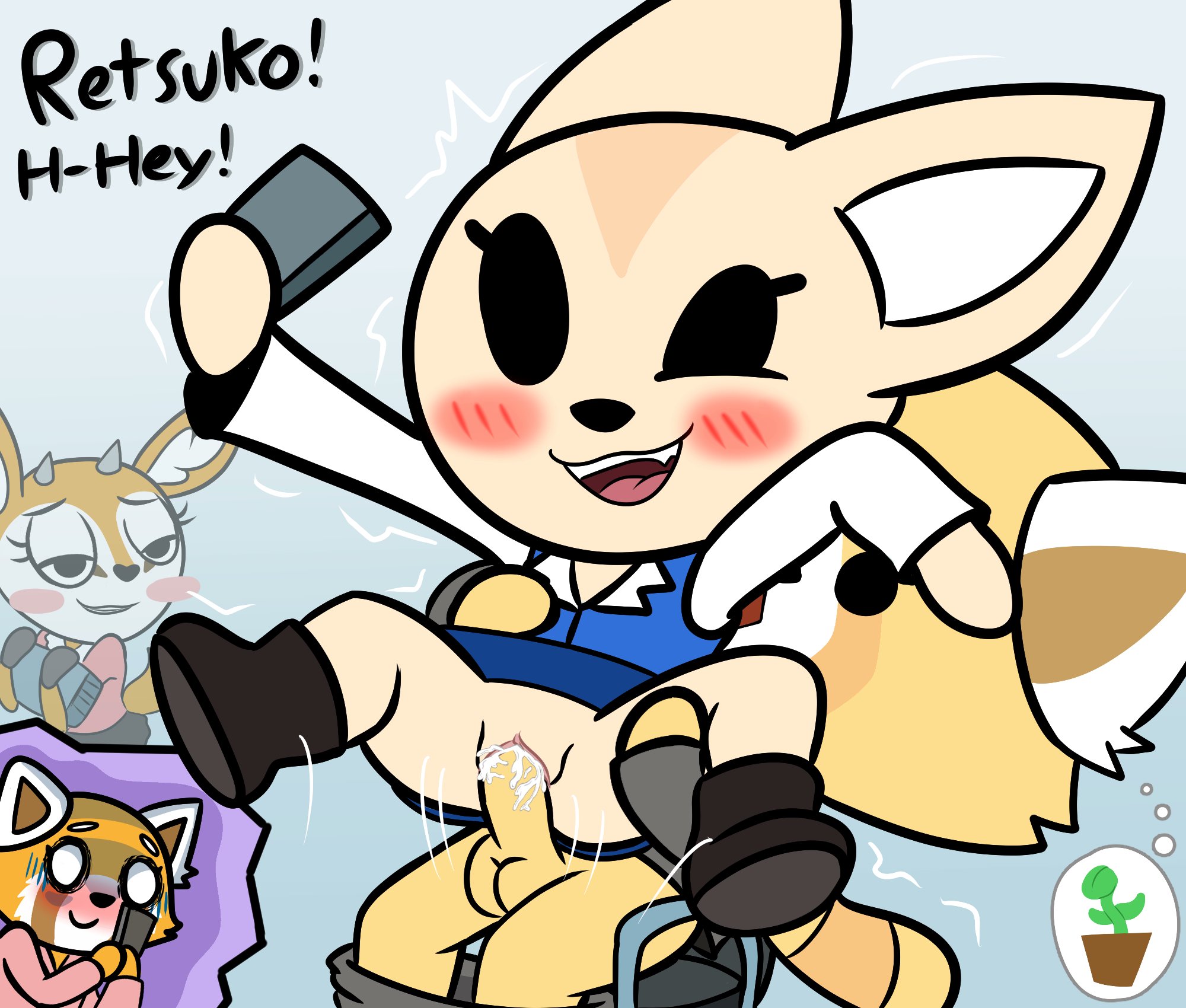 aggressive retsuko, aggretsuko, blushing, cum, female, fenneko, furry, horny female, pussy, resasuke, retsuko, shocked, shocked expression, tsunoda, vaginal penetration, vaginal sex, watching, weirdkoaladream