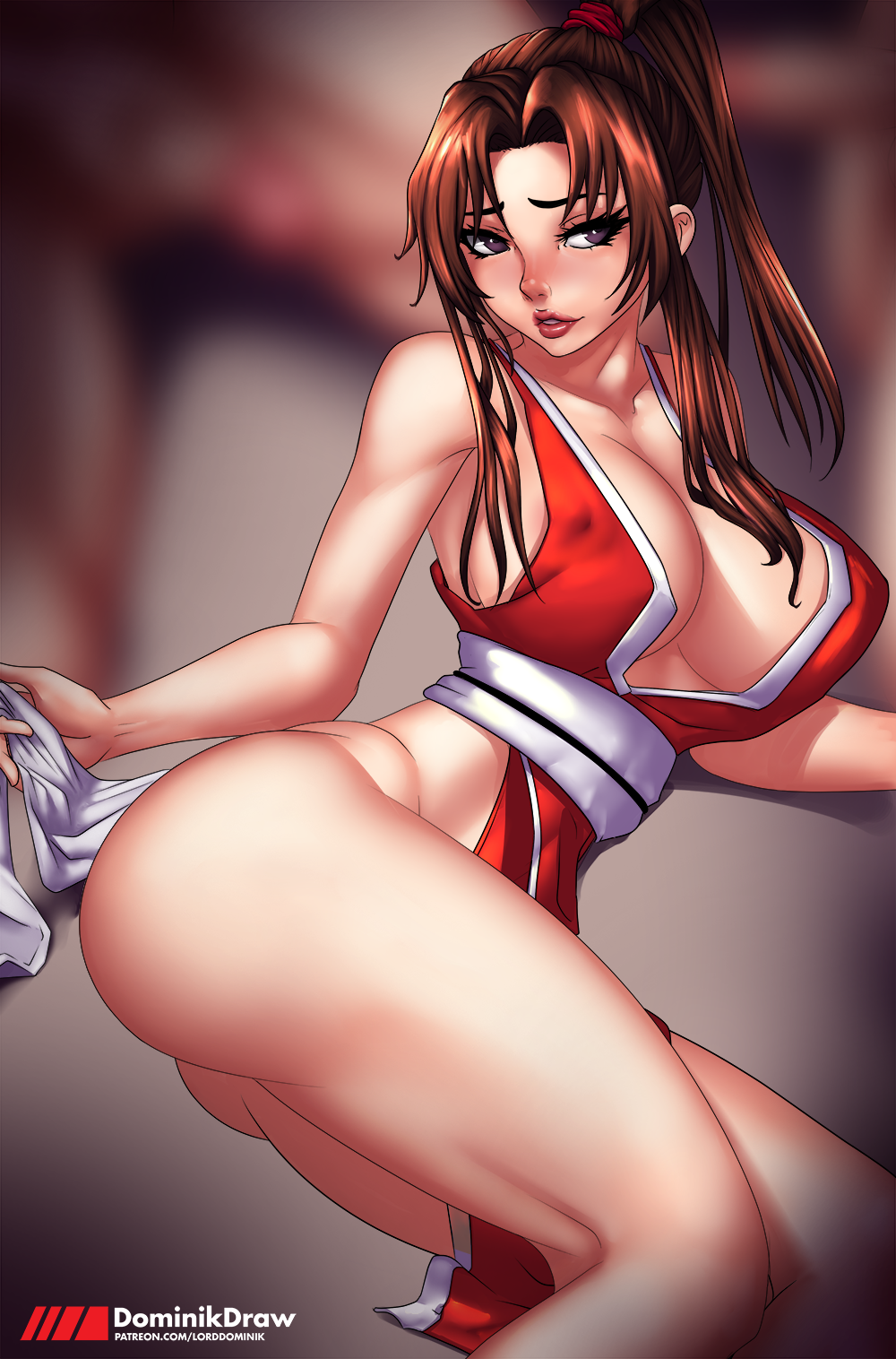 big_breasts breasts cleavage erect_nipples fatal_fury female female_only king_of_fighters large_breasts lord_dominik mai_shiranui nipples solo