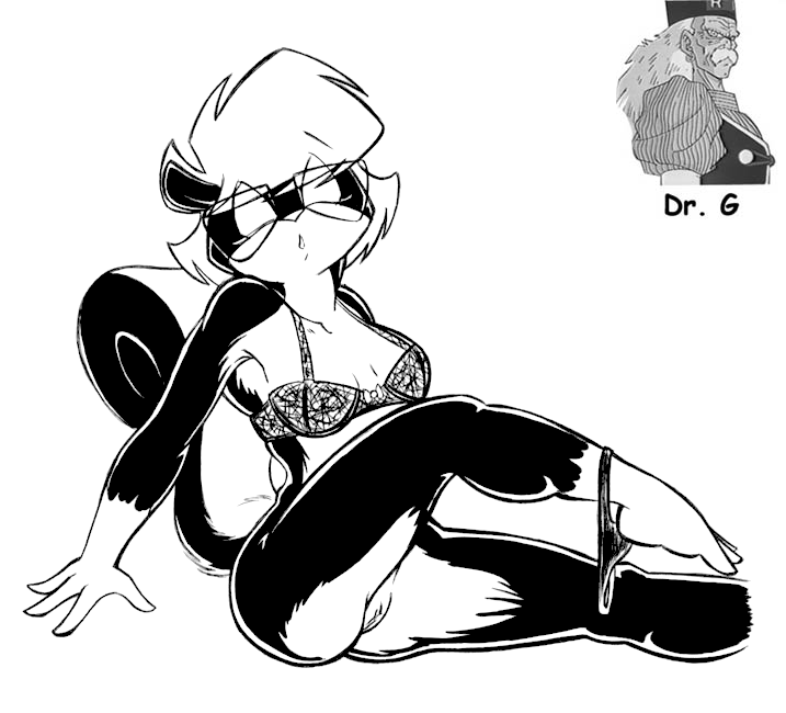 anthro bottomless bra dr_gero female monochrome sabrina_conrad sabrina_online skunk solo webcomic