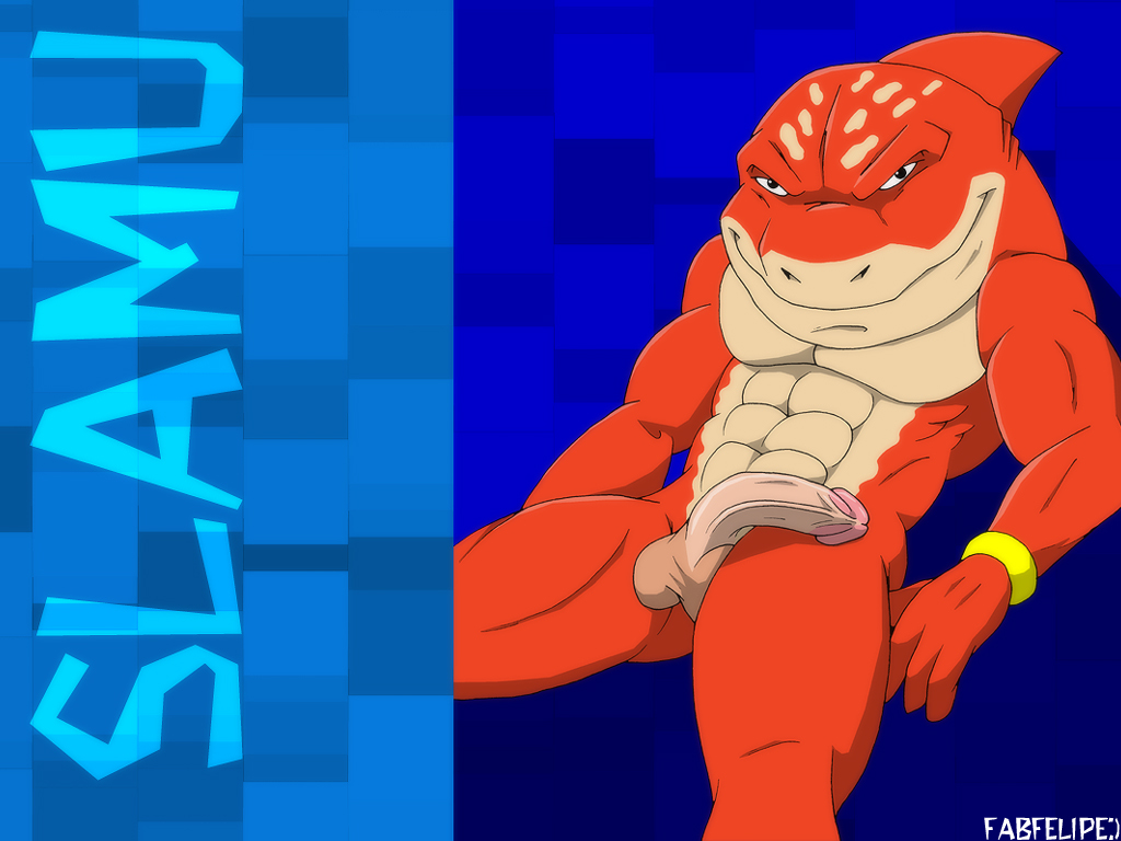 abs anthro character_name color fabfelipe front_view male male_only muscles nude penis shark slammu smile solo street_sharks tagme testicles