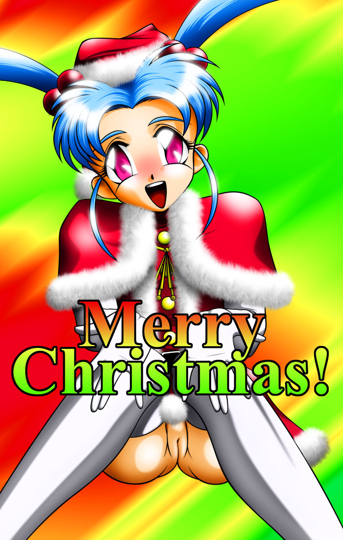 1girls blue_hair breasts christmas female long_hair sasami_masaki_jurai shimazaki_yoshio tagme tenchi_muyo!