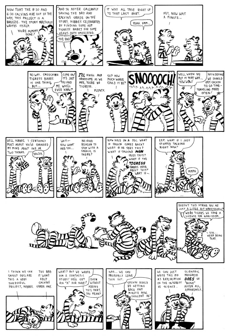 calvin_and_hobbes comic english_text gay hobbes monochrome puberty white_background yaoi