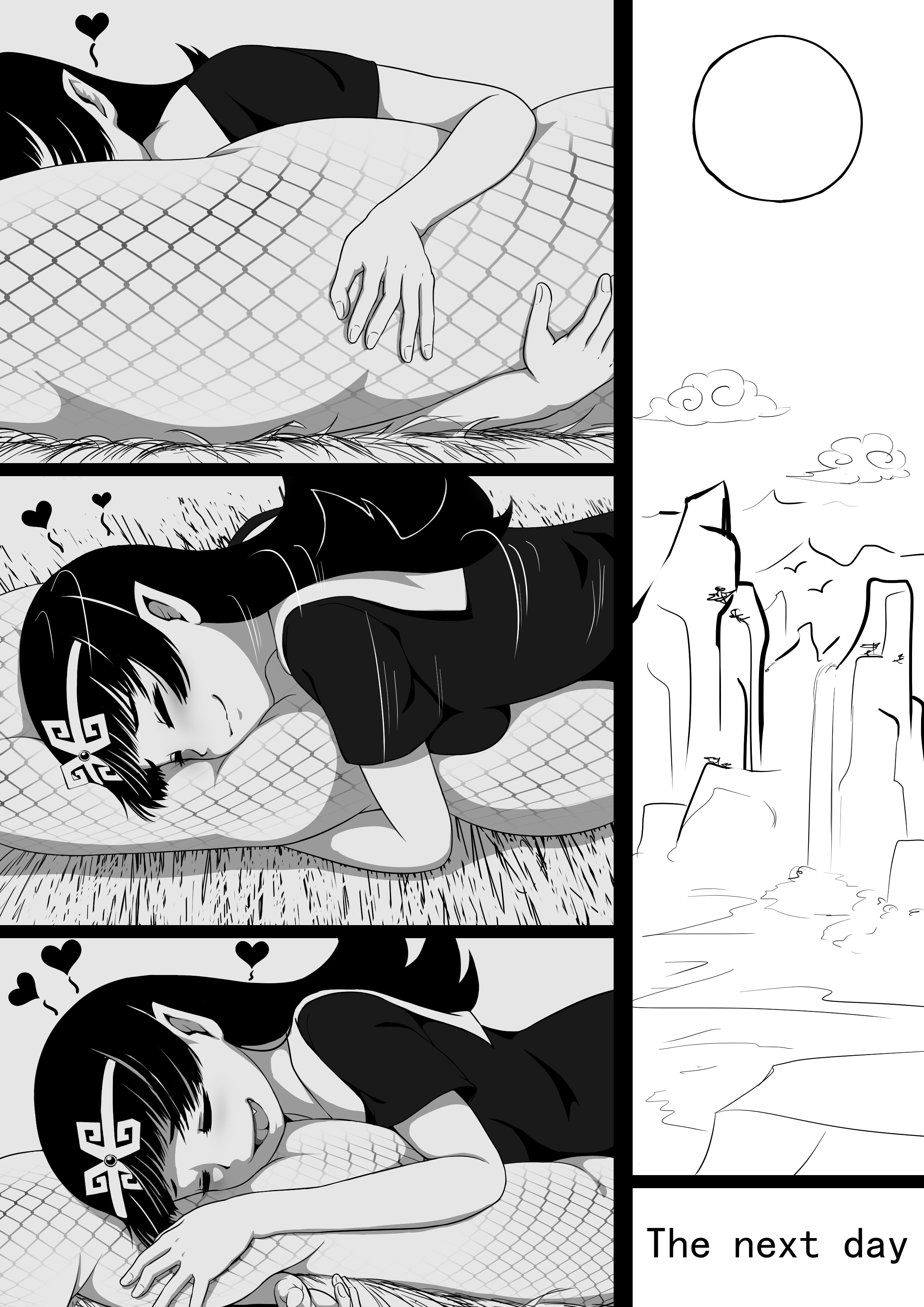 1boy, 1girls, cg17, comic, digestion, female, female pred, lamia, male, monochrome, naga, oral vore, snake, tagme, unwilling prey, vore