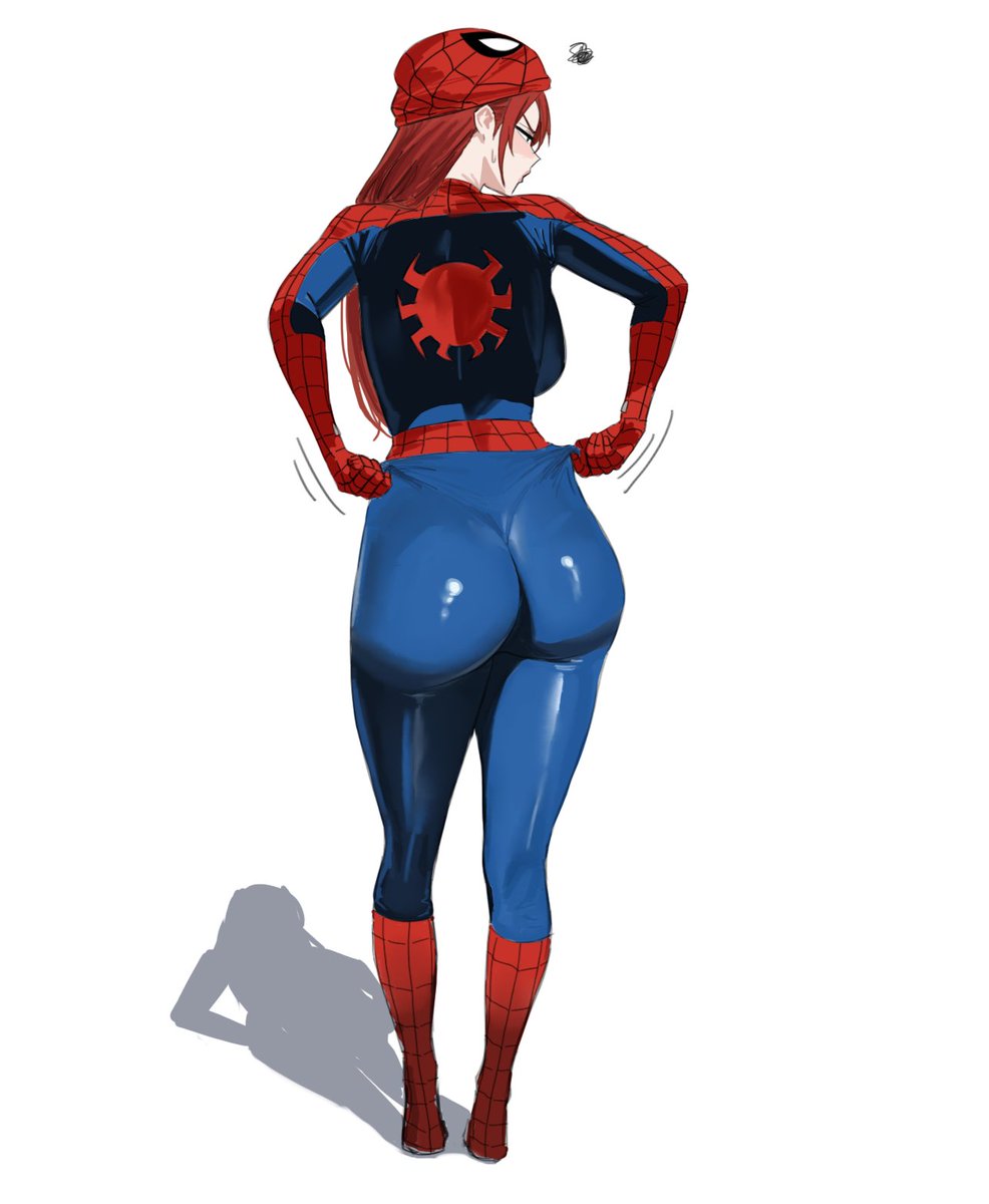 1girls, ass, big ass, breasts, bubble ass, bubble butt, cosplay, dat ass, female, female only, halloween, large ass, long hair, marvel, marvel comics, mary jane watson, mugi (mugit49), mugit49, red hair, spider-man (cosplay), spider-man (series)