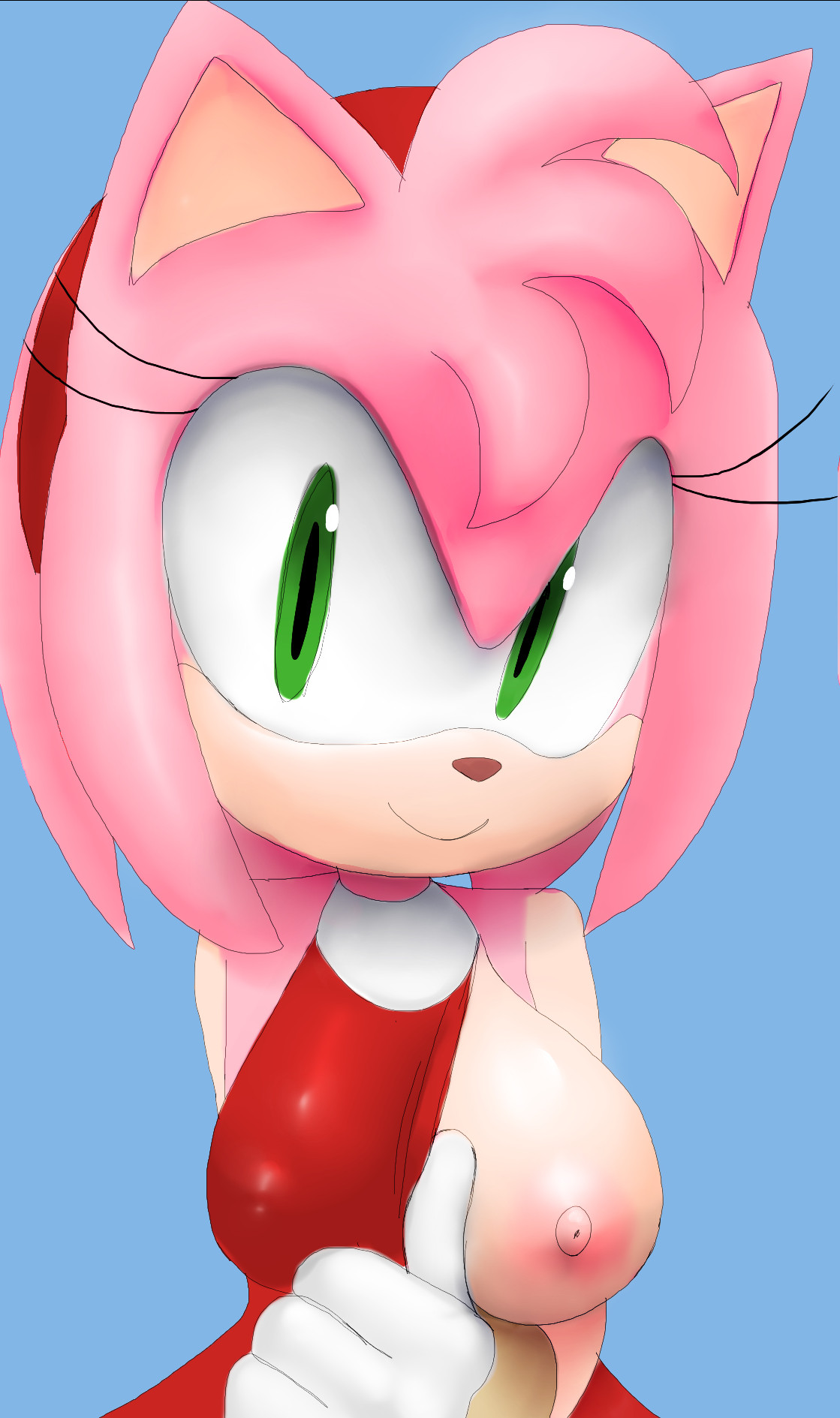 aerosin, amy rose, breasts, dress, female, flashing, furry, furry female, one breast out, sega, sonic (series), sonic the hedgehog (series)