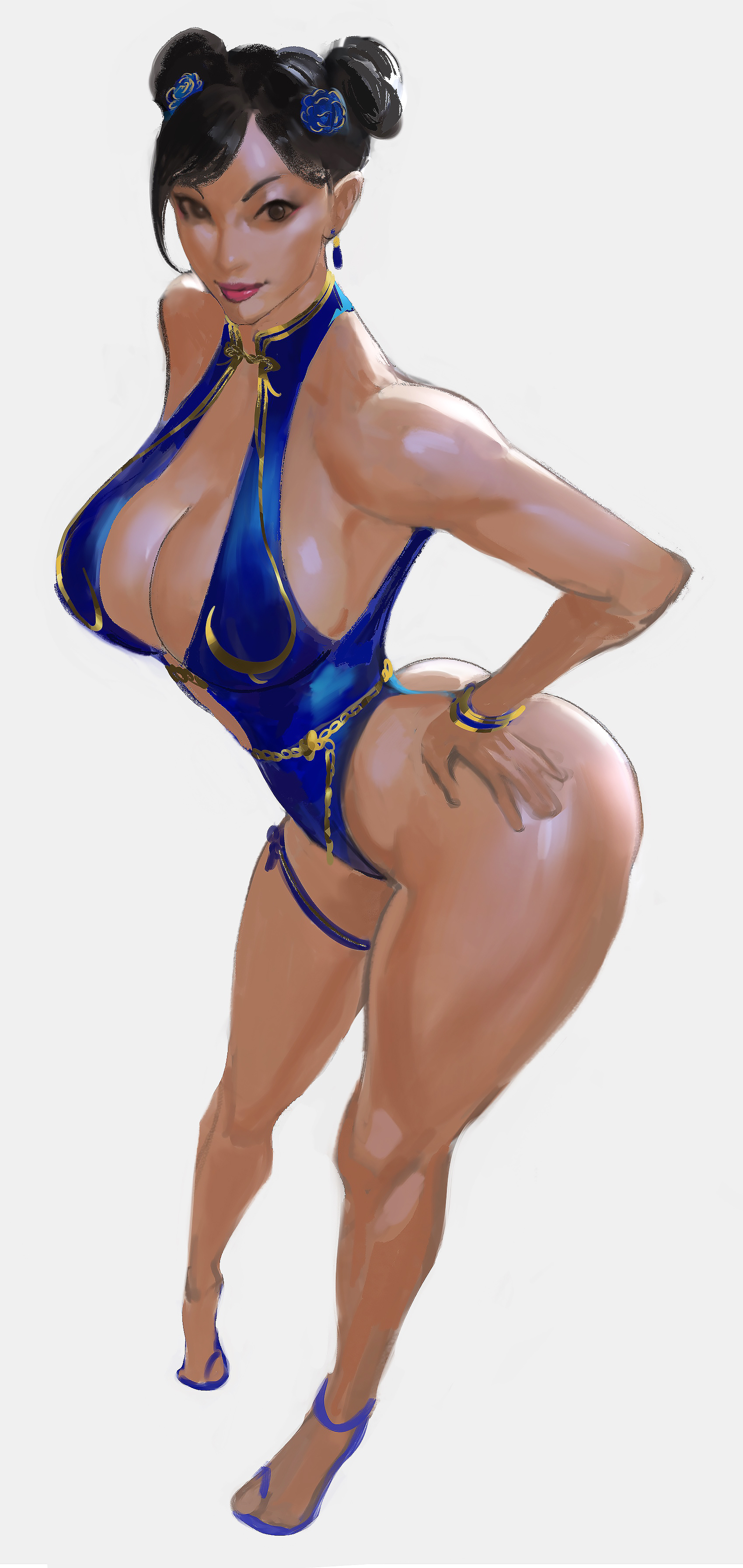 1girls, asian, asian female, big ass, big breasts, breasts, brown hair, brunette hair, busty, chun-li, cleavage, fat ass, female, female only, hips, large breasts, mashingvaquita, milf, street fighter, street fighter 6, swimsuit, swimwear, thick, thick ass