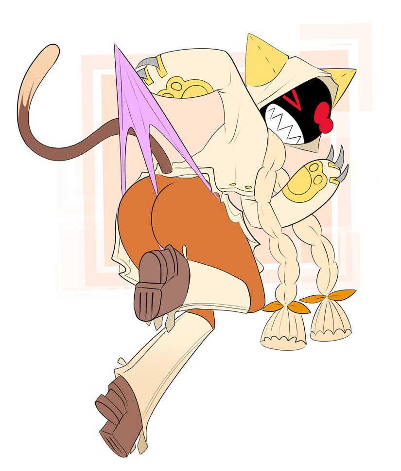 1girls, ass, big ass, blazblue, catgirl, clothing, dark skin, dark-skinned female, fecharis, female, furry, kaka (blazblue), mask, masked, masked female, tail, taokaka, thong, wedgie, wedgied female, wofwendy