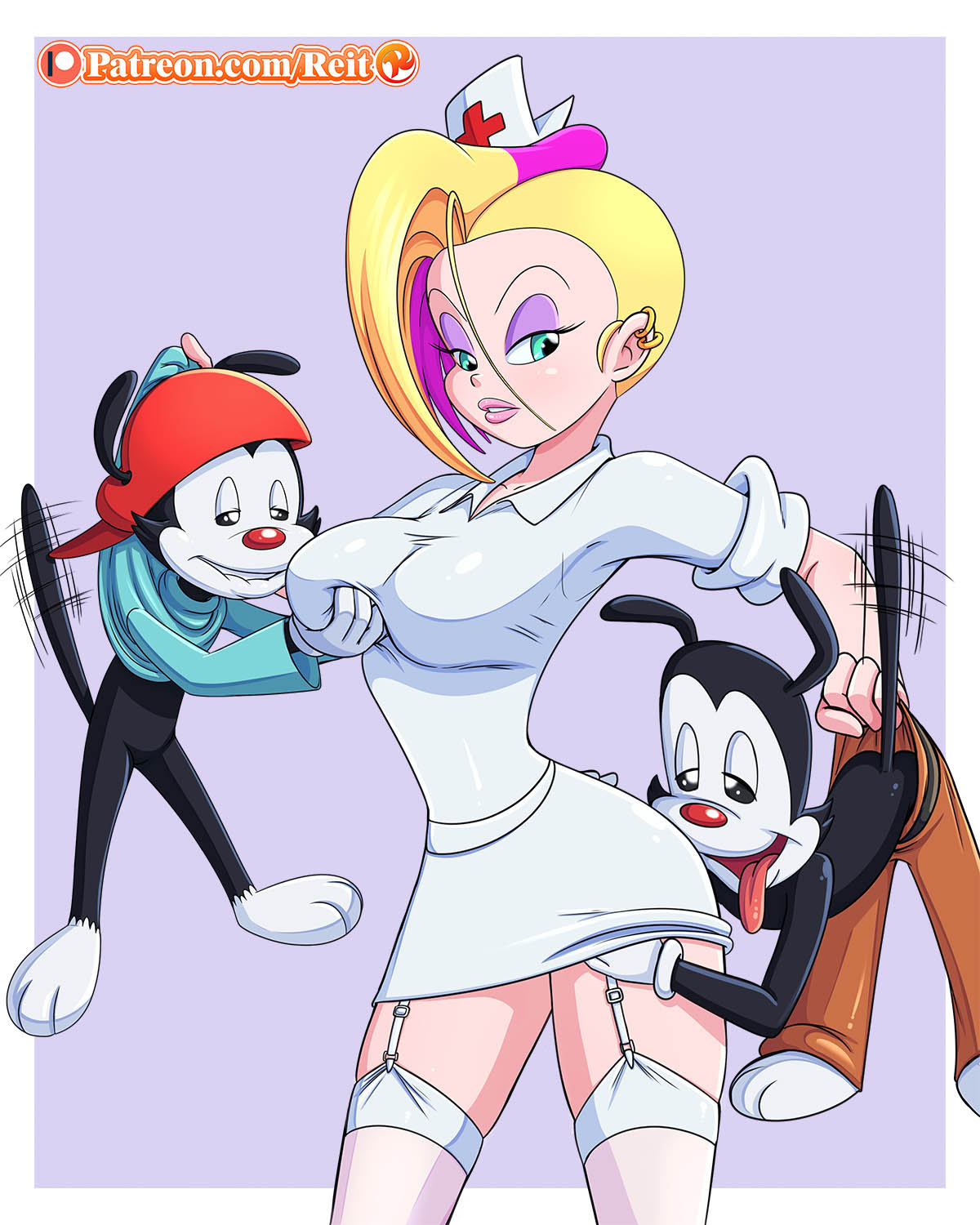 animaniacs female nurse oc original_character reit roxy_(reit) wakko_warner yakko_warner