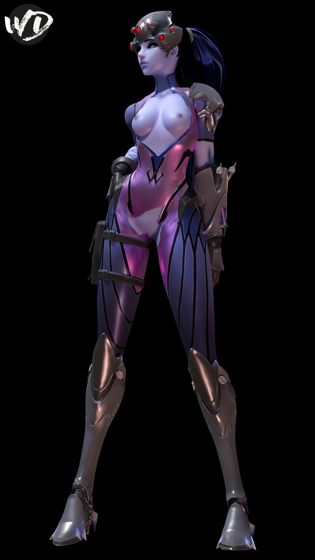 3d, blender, female, front view, inviting, overwatch, presenting, seductive, solo, solo female, standing, viewed from front, widowmaker, wunder