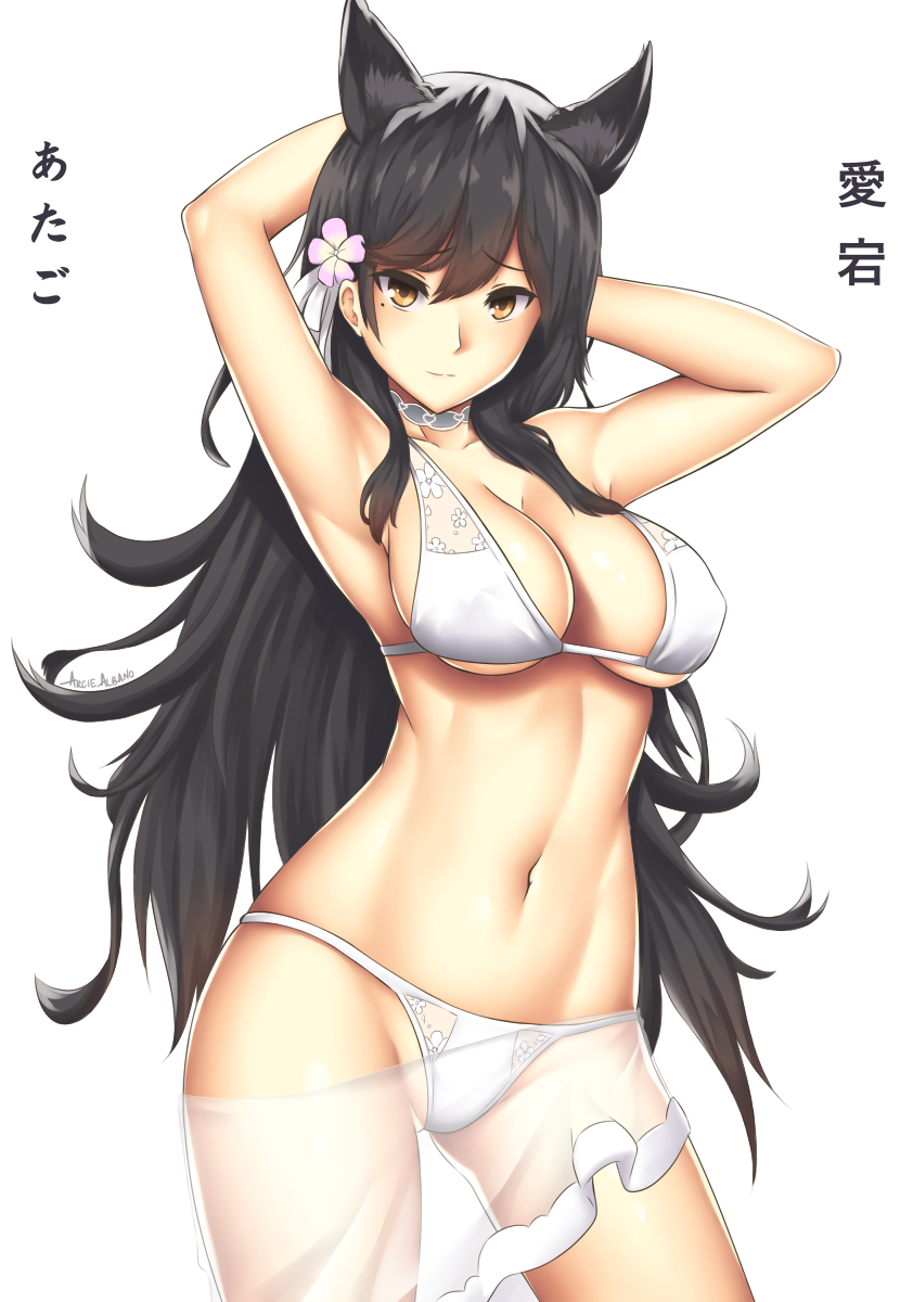 1girls adult adult_female animal_ear_fluff animal_ears arciealbano areola_bulge arm_behind_head armpits arms_up atago_(azur_lane) atago_(summer_march)_(azur_lane) azur_lane bare_armpits bare_arms bare_belly bare_chest bare_hands bare_hips bare_legs bare_midriff bare_navel bare_shoulders bare_skin bare_thighs belly belly_button bikini bikini_bottom bikini_only bikini_top black_hair black_hair_female breasts busty busty_female cleavage collarbone covered_areola covered_areolae covered_crotch covered_nipples covered_pussy covered_vagina dot_nose elbows embarrassed embarrassed_female embarrassed_nude_female exposed exposed_armpits exposed_arms exposed_belly exposed_legs exposed_midriff exposed_shoulders exposed_thighs eyebrows_visible_through_hair female female_focus female_only flower flower_hair_ornament flower_in_hair flower_on_head groin hair_between_eyes hair_ornament hair_ribbon hand_behind_head hands_up high_resolution highres hourglass_figure japanese_text large_breasts lean_body lean_figure legs light-skined_female light-skinned light-skinned_female light_skin light_skin_female light_skinned light_skinned_female long_hair looking_at_viewer mature mature_female mole mole_under_eye navel nervous nervous_expression nervous_face nervous_female nipple_bulge pussy ribbon shoulders shy shy_expression simple_background slender_body slender_waist slim_girl slim_waist solo standing string_bikini swimsuit swimwear text thick_thighs thigh_gap thighs thin_waist translation_request upper_body v-line veil white_background white_bikini white_bikini_bottom white_bikini_only white_bikini_top white_hair_ribbon white_ribbon white_string_bikini white_swimsuit white_swimwear white_veil wide_hips yellow_eyes yellow_eyes_female