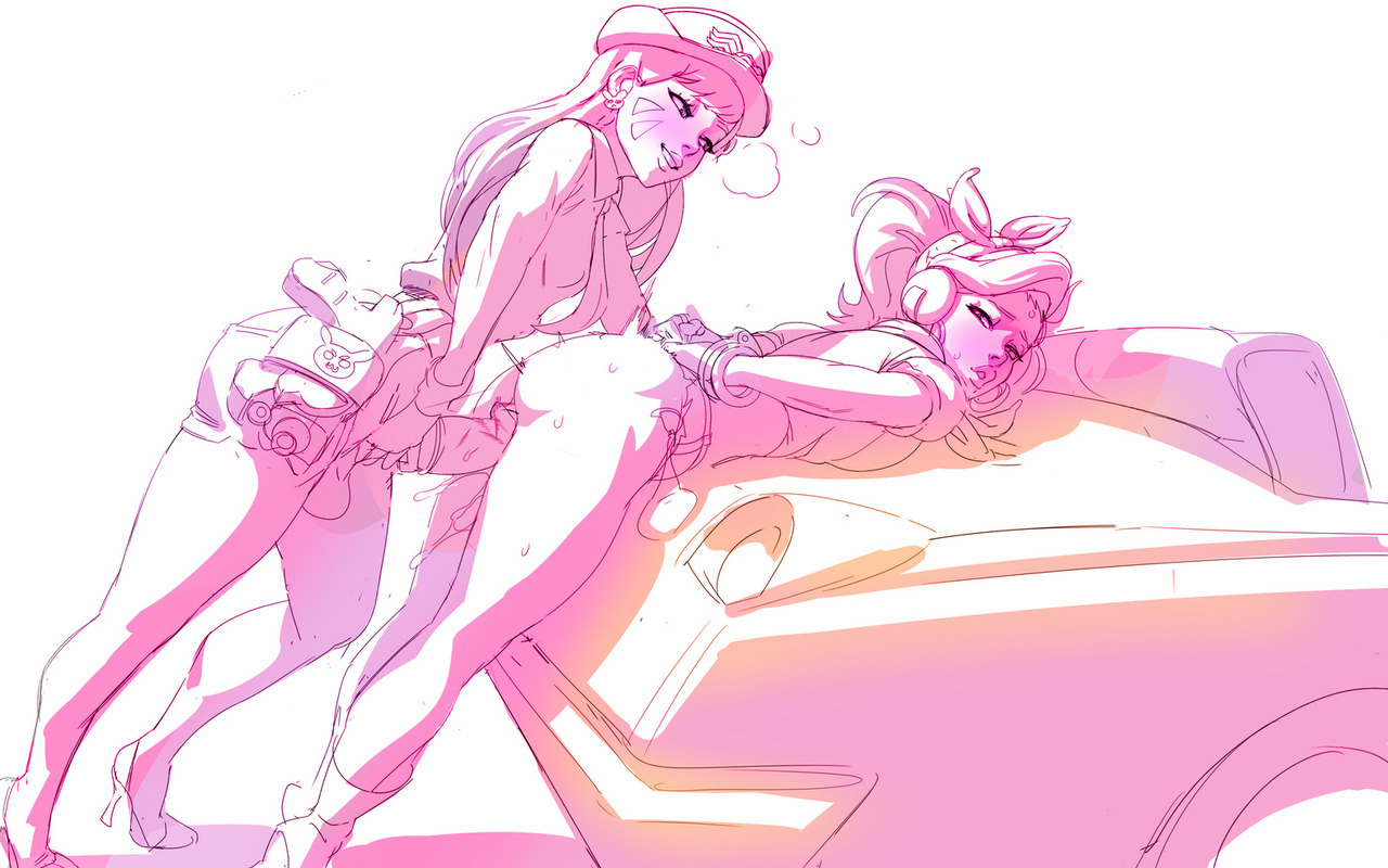 alternate costume, balls, big penis, blizzard entertainment, condom, cruiser d.va, d.va, female, futa on female, futanari, idlecil, intersex, overwatch, penis, police officer d.va, pussy, restrained, selfcest, used condom, vaginal penetration