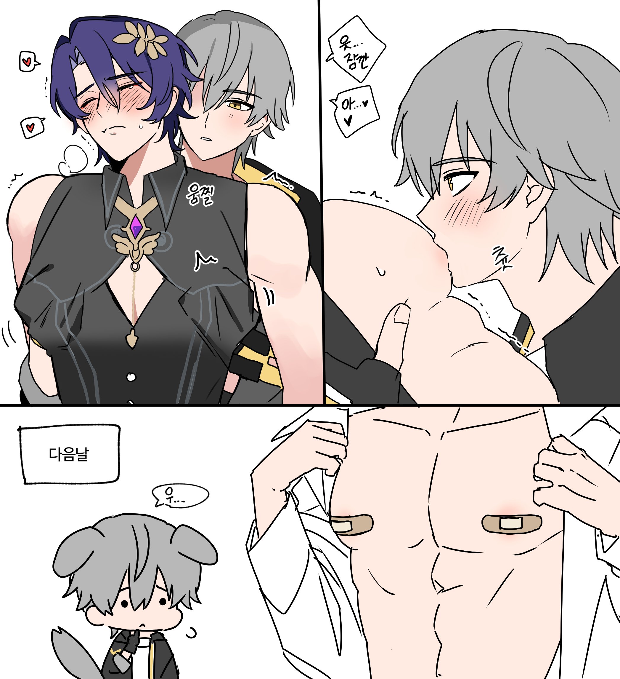 caelus (honkai: star rail), dr. ratio (honkai: star rail), gay, honkai (series), honkai: star rail, male, male focus, male only, male/male, nipple fetish, nipple play, yaoi