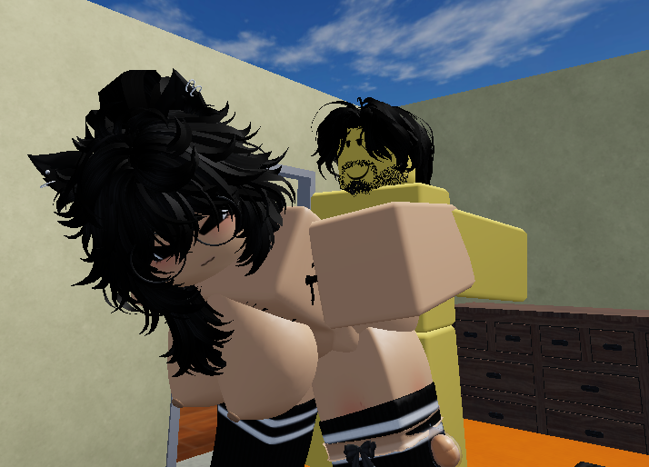 couple ducky_(mylittlemichael) enjoying holding_hands moon_(ducky) naked_female naked_male players roblox robloxian