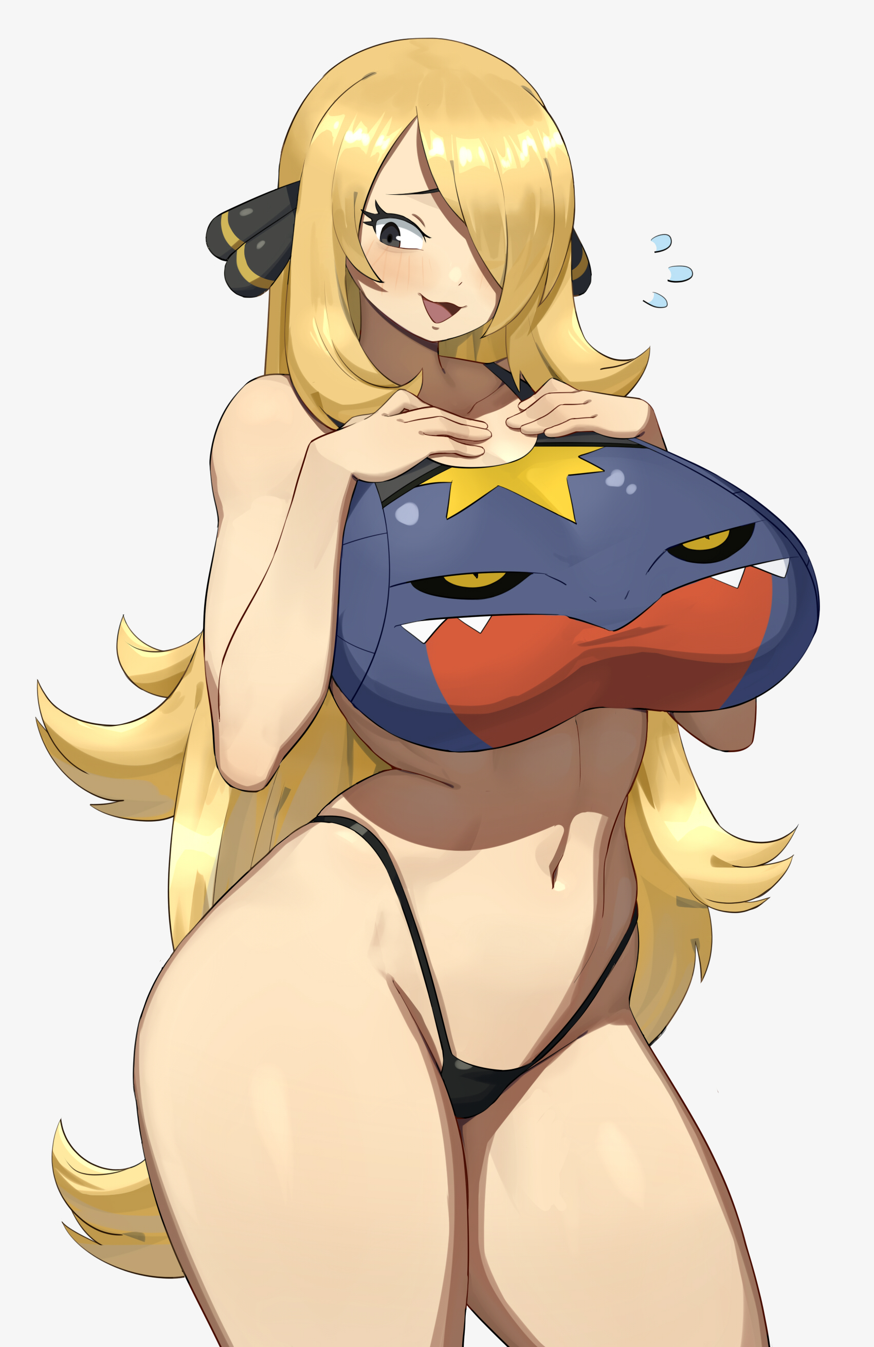 1girls, blonde hair, breasts, cynthia (pokemon), female, flowerpigeon73, huge breasts, pokemon, solo, solo female, tagme, thick thighs