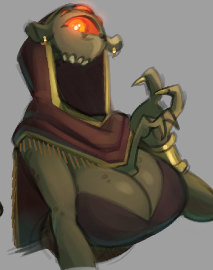 2024 2_fingers 3_arms accessory alien alternate_version_at_source anthro big_breasts big_eye bracelet breasts brown_body brown_skin bust_portrait claws cleavage cloak clothed clothing digital_drawing_(artwork) digital_media_(artwork) ear_piercing ear_ring female fingers glowing glowing_eyes grey_background half-life half-life_2 hood huge_breasts jewelry looking_at_viewer monotone_body monotone_skin multi_arm multi_eye multi_limb orange_eyes piercing portrait red_cloak red_clothing red_eyes red_sclera red_topwear rekkadraws ring ring_piercing rule_63 simple_background sketch solo teeth topwear valve vortigaunt