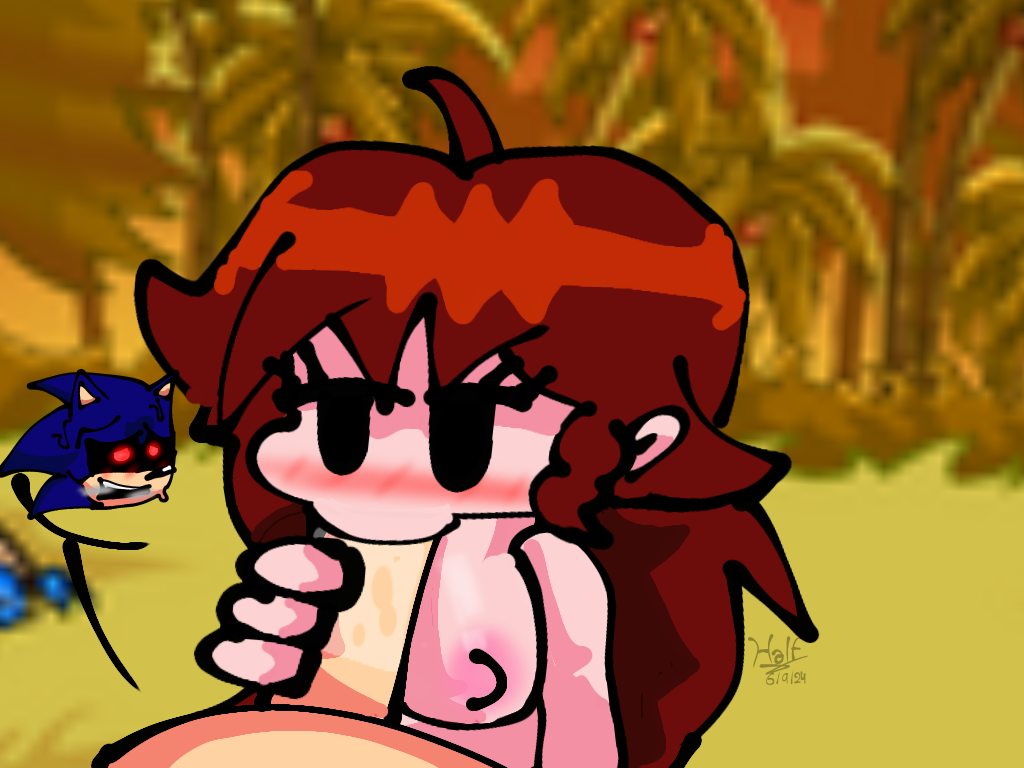 2d 2d_(artwork) artist_name artist_request artist_signature black_eyes blowjob blowjob_face brown_hair friday_night_funkin friday_night_funkin_mod girlfriend_(friday_night_funkin) half(artist) hedgehog interspecies long_hair masturbating masturbation sonic.exe sonic.exe_(character)