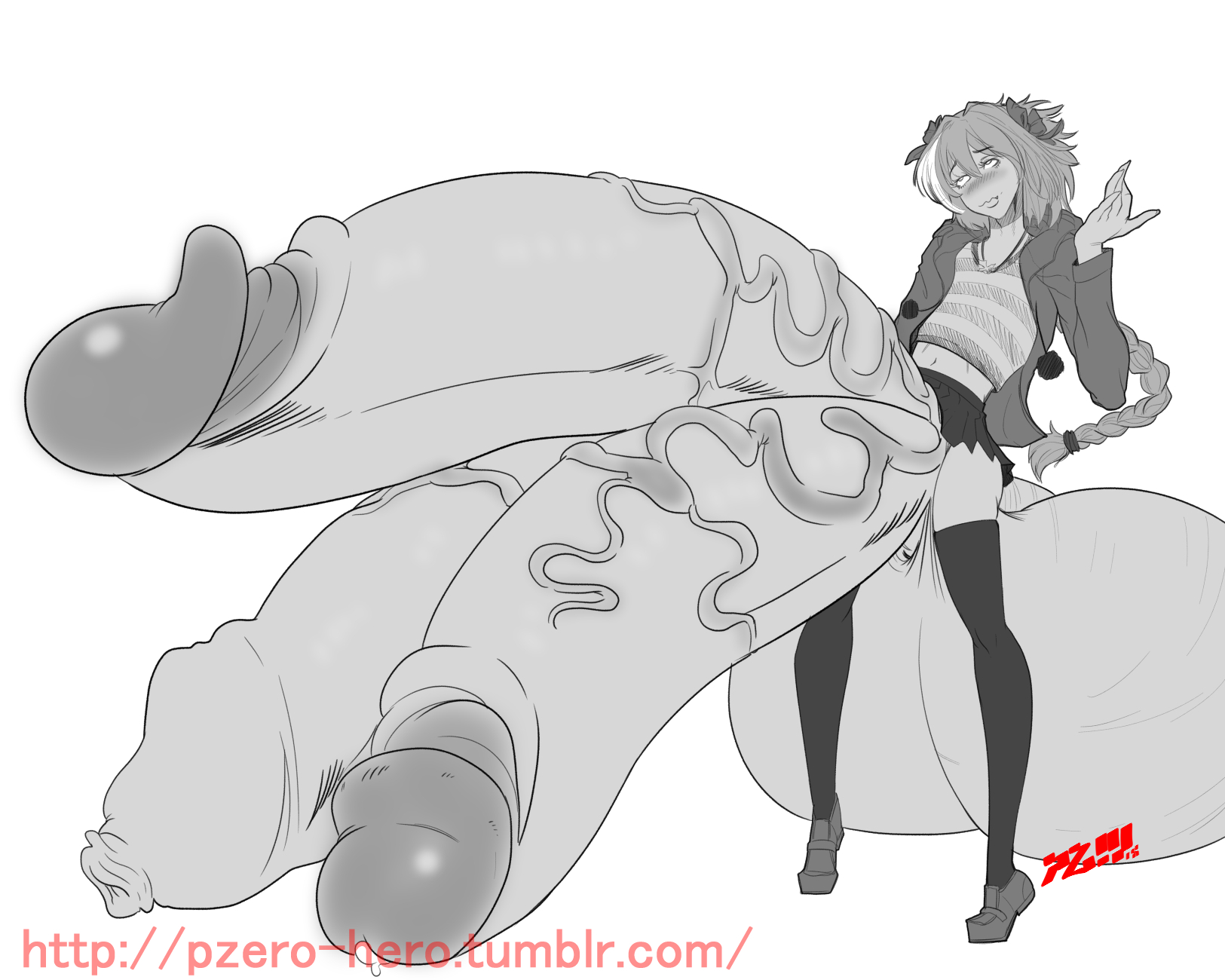 androgynous, astolfo (fate), balls, fate (series), fate/apocrypha, femboy, foreskin, fully retracted foreskin, girly, huge balls, huge penis, huge testicles, hyper balls, hyper penis, hyper testicles, male, male focus, multi genitalia, multi penis, partially colored, penis, precum, pzero-hero, retracted foreskin, simple background, sketch, solo, testicles, text, trap, triphallia, uncircumcised, unretracted foreskin, url, veins, veiny penis, watermark, what
