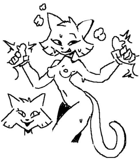 aliasing anthro cat_(stu) domestic_cat felid feline felis female handjob mammal monochrome penile sex sketch stu_(artist)