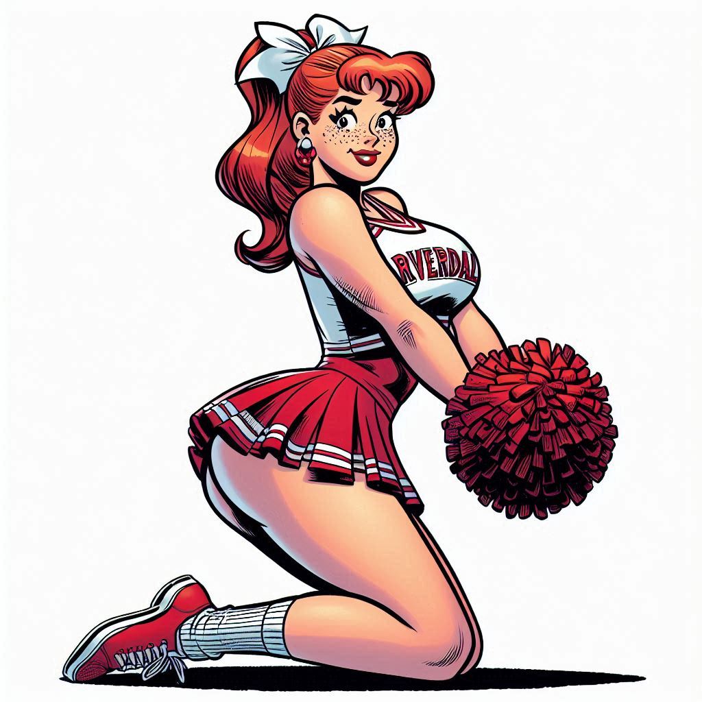 after_transformation ai_generated archie_andrews archie_comics cheerleader cheerleader_uniform genderswap_(mtf) miniskirt pom_poms riverdale rule_63 voluptuous