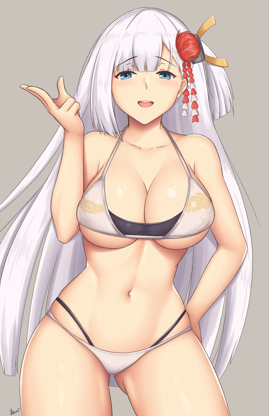 1girls adult adult_female arciealbano arm_up ass_visible_from_the_front ass_visible_through_thighs azur_lane bare_arms bare_belly bare_chest bare_hands bare_hips bare_legs bare_midriff bare_navel bare_shoulders bare_skin bare_thighs belly belly_button blue_eyes blue_eyes_female blush blush blushing_female breasts busty busty_female cleavage collarbone curvy curvy_body curvy_female curvy_figure curvy_hips dot_nose elbows exposed exposed_arms exposed_belly exposed_legs exposed_midriff exposed_shoulders exposed_thighs eyebrows_visible_through_hair female female_focus female_only fingers grey_background groin hair_ornament hair_ornaments hand_on_hip hand_on_own_hip hand_up high_resolution highres hourglass_figure large_breasts lean_body lean_figure legs light-skined_female light-skinned light-skinned_female light_skin light_skin_female light_skinned light_skinned_female long_hair looking_at_viewer mature mature_female navel open_mouth open_mouth_smile parted_lips ponytail shoukaku_(azur_lane) shoulders side_ponytail simple_background slender_body slender_waist slim_girl slim_waist smile smiley_face smiling smiling_at_viewer solo standing thick_thighs thighs thin_waist tongue upper_body upper_teeth v-line white_eyebrows white_hair white_hair_female wide_hips