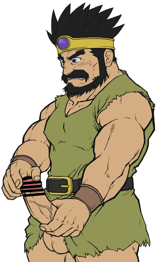 balls bar_censor bara beard big_penis blush boner censor_bar censored censored_penis dragon_quest dragon_quest_iii erection facial_hair male male_only muscles muscular ortega_(dq3) penis penis_out saba_ice solo solo_male tunic