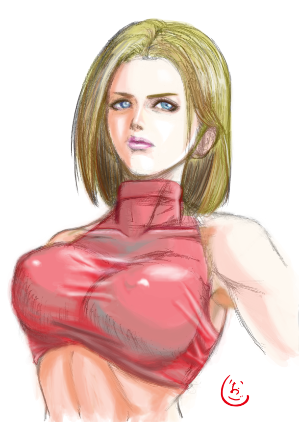 1girls big_breasts big_breasts blonde_hair blue_eyes blue_mary head_up king_of_fighters light-skinned_female light_skin nipple_bulge nipples_visible_through_clothing red_clothing red_tank_top short_hair tank_top