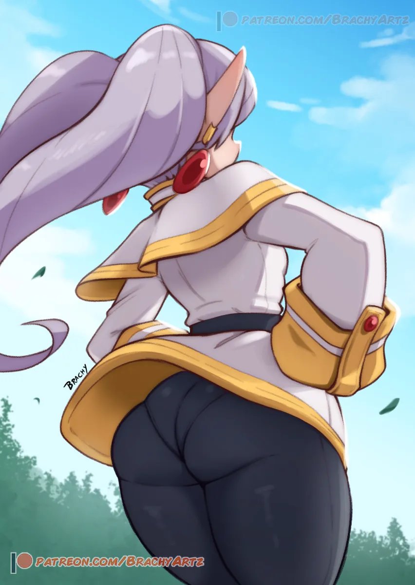 big ass, brachyzoid, curvy, flat chest, frieren, from behind, hand on hip, huge ass, sousou no frieren, thick thighs, wide hips