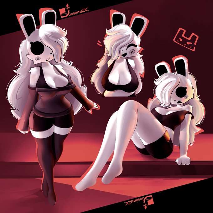 josema_dc femgram geometry_dash cube_459(geometry_dash) 3d bunny anthro furry black eyes twitter watermark white_body long_hair tagme digital_art