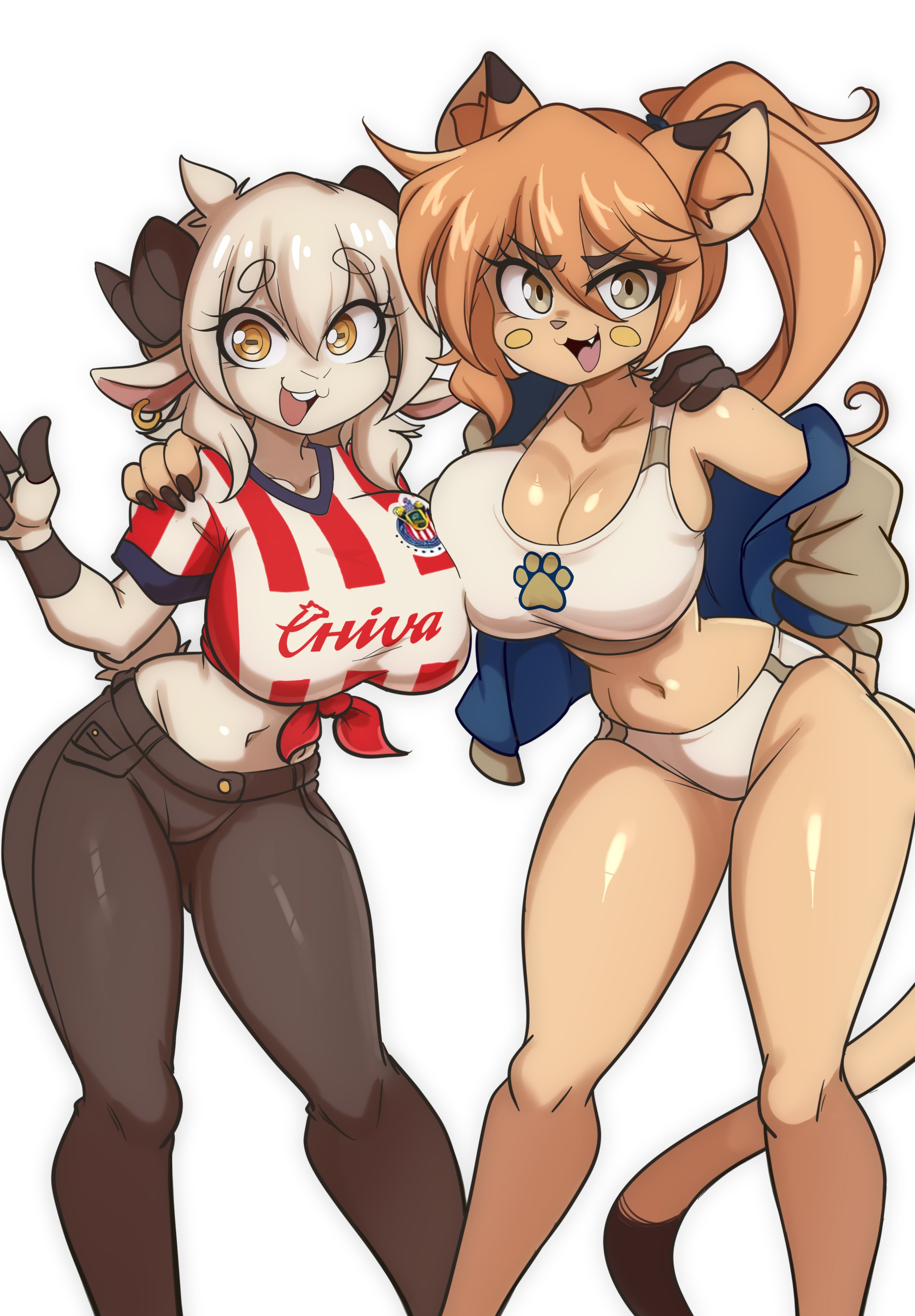 big breasts, bikini, breasts, chiva (lucyfercomic), cleavage, female, furry, goya (lucyfercomic), huge breasts, lucyfercomic, tagme, thick thighs, wide hips