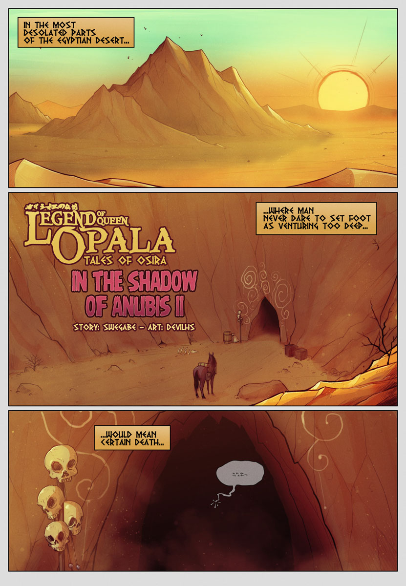 comic, devil hs, legend of queen opala, loqo: in the shadow of anubis ii, skull, speech bubble, swegabe, text