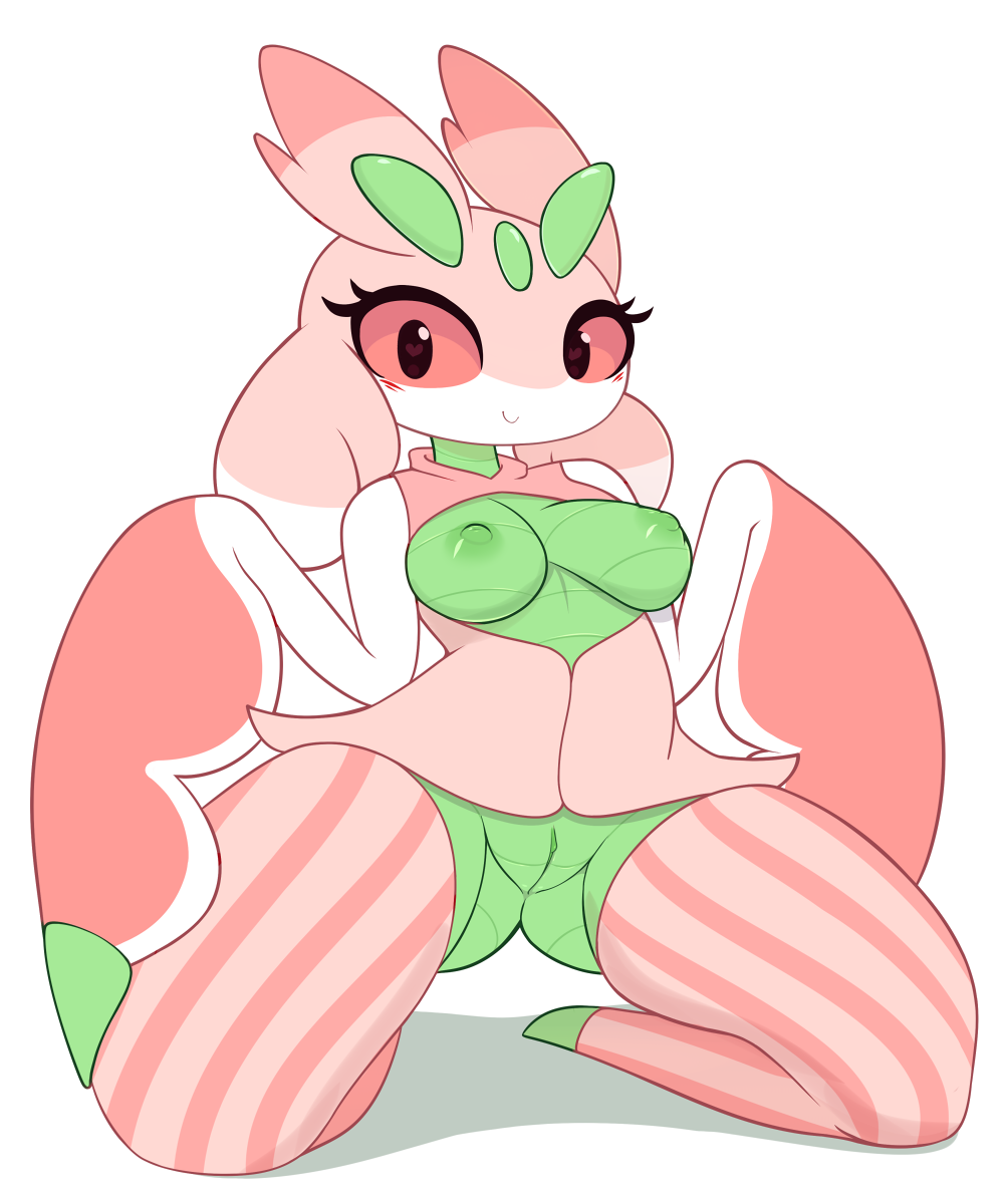 1girls 2018 anthro areolae ass belly blush breasts breasts_out digital_media_(artwork) eyelashes female female_only green_skin heart heart-shaped_pupils hi_res insect kneeling looking_at_viewer lurantis mantis nintendo nipples nude pink_sclera pink_skin pinkcappachino pokémon_(species) pokemon pokemon_sm pussy red_eyes shadow shirt simple_background smile solo thighhighs tumblr video_games white_background