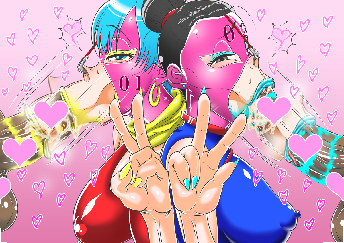 :>=, 2boys, 2girls, alternate version available, bare shoulders, big breasts, big lips, bimbo, black eyes, black hair, blue hair, blue lipstick, blush, breasts, bulma briefs, censored, cheating, cheating female, cheating wife, chichi, china dress, cum, cum in mouth, cumdrip, dark skin, dark-skinned male, dragon ball, dragon ball z, ear piercing, earrings, erect nipple, erect nipples, erection, eyelashes, eyeshadow, fellatio, female, front view, gesture, group, hair bun, heart, hoop earrings, huge cock, human, interracial, japanese text, licking, lipstick, lipstick mark, long tongue, looking at viewer, makeup, male, mask, mature, milf, mother, multiple boys, multiple females, multiple girls, multiple males, nail polish, nipple bulge, nipples, nose hook, open mouth, oral, oral sex, penis, piercing, pointless censoring, runny makeup, shiny, shiny skin, short hair, sideboob, simple background, sound effect, sweat, text, thick lips, tied hair, tongue, tongue out, translation request, v, veins, veiny, veiny penis, yellow lipstick, zxcv