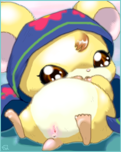 1girls blonde_hair feral hamster hamtaro_(series) hood lapis_(hamtaro) meru pussy tagme