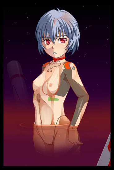 1girls artist_request blue_hair bodysuit breasts clothing erect_nipples erect_nipples_under_clothes female human lcl neon_genesis_evangelion pilot_suit plugsuit rei_ayanami see-through see-through_clothing short_hair small_breasts solo tagme water