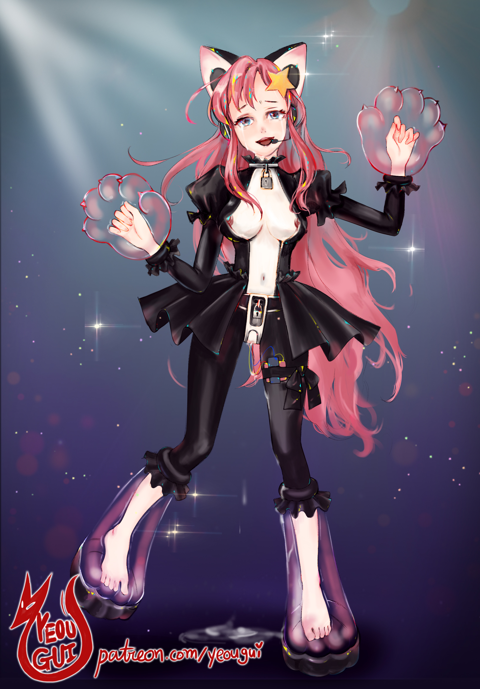 1girls, bodysuit, bondage gloves, chastity, chastity belt, egg vibrator, female, female chastity, female only, gundam, gundam seed, gundam seed destiny, latex, meer campbell, pink hair, remote control vibrator, tagme, yeougui