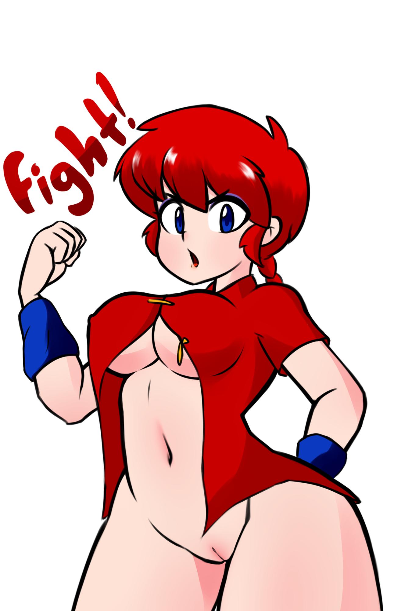 armbands bottomless canon_genderswap half-dressed hidden-cat pussy ranma-chan ranma_1/2 ranma_saotome red_hair vulva