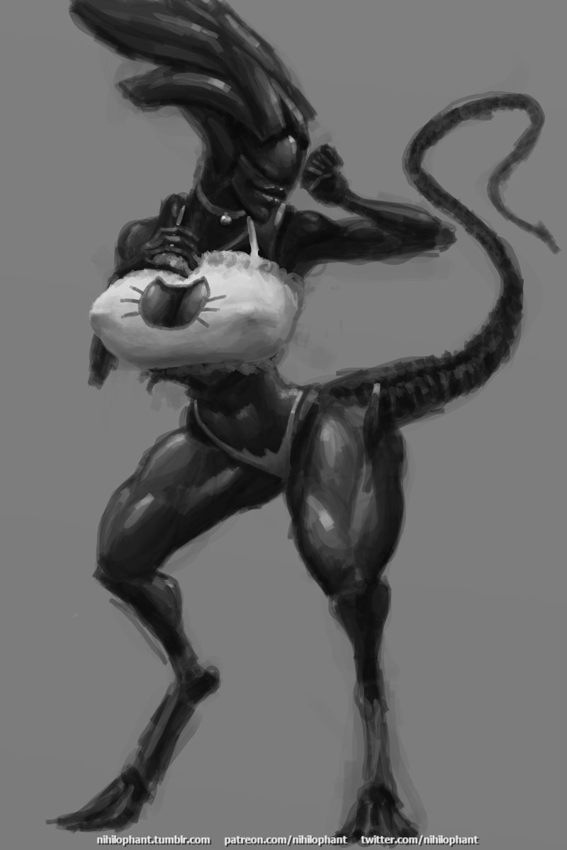 1girls alien alien_girl exoskeleton female female_xenomorph nihilophant tail underwear xenomorph xenomorph_queen