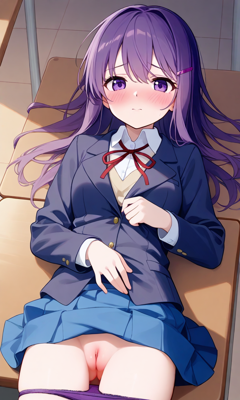 ai_generated doki_doki_literature_club panties pussy teasing yuri_(doki_doki_literature_club)