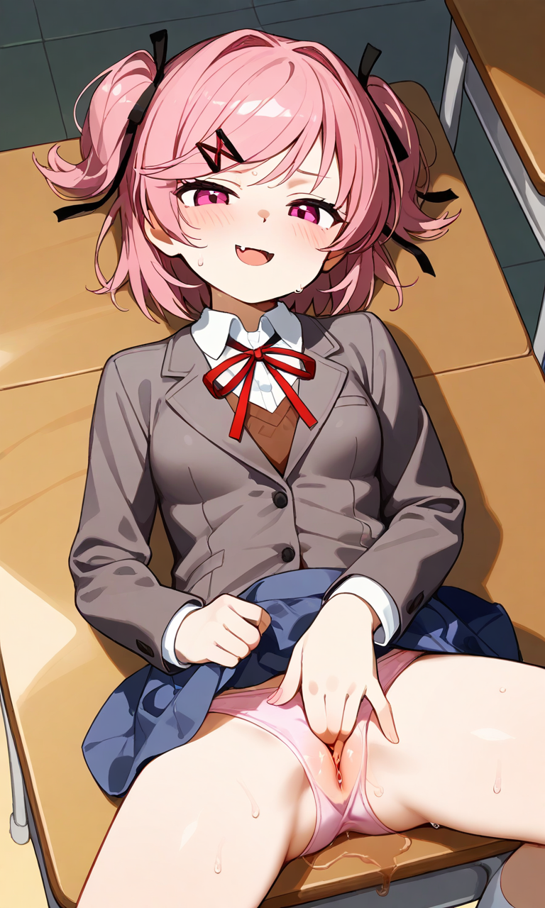 ai_generated doki_doki_literature_club masturbation natsuki_(doki_doki_literature_club) panties pussy tagme