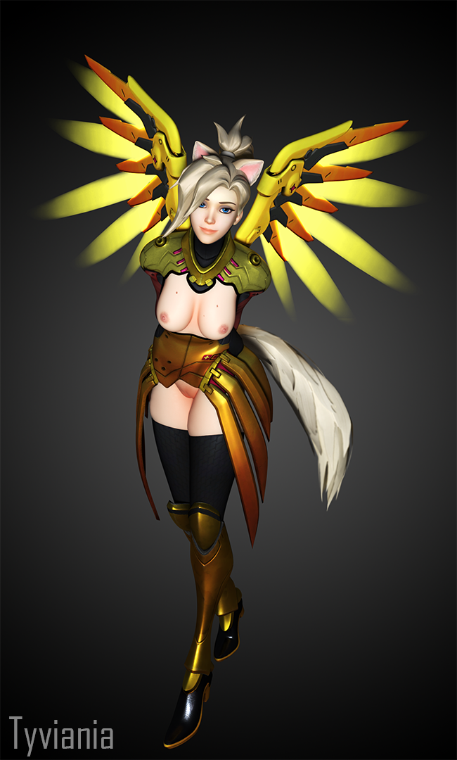 3d alternate_costume amber_mercy animal_ears animal_tail blender clothed clothing female female_only looking_at_viewer mercy overwatch solo standing tagme tyviania