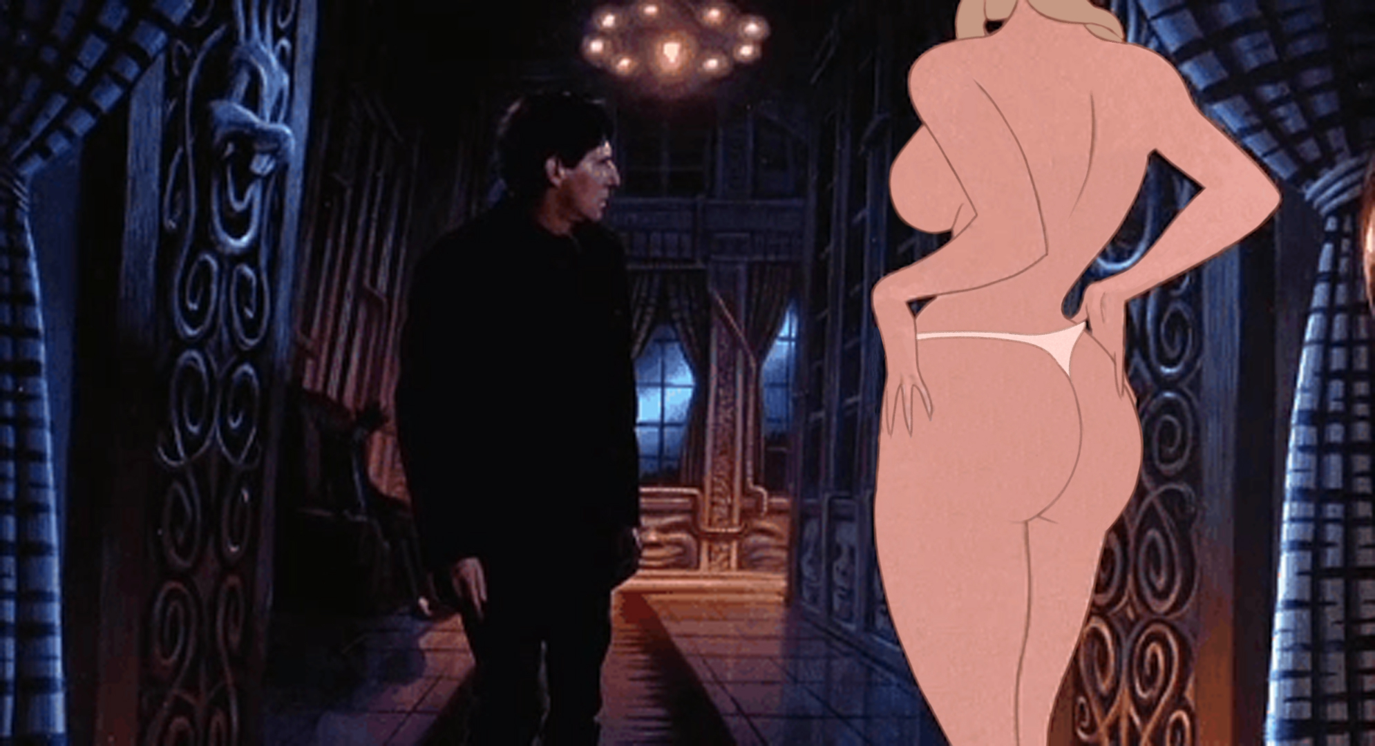 ass, back, big breasts, breasts, clothed, cool world, edit, female, gan (artist), hips, holli would, jack deebs, legs, male, nude, screenshot, screenshot edit
