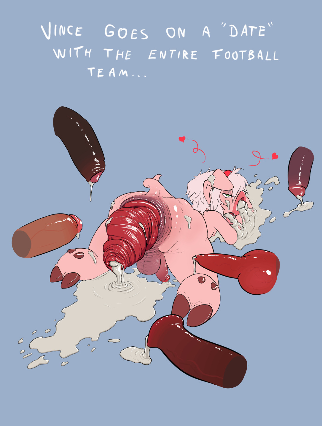 anal prolapse, anus, ass, cum, furry, gangbang, gaping anus, male, penis, pig, prolapse, toby art