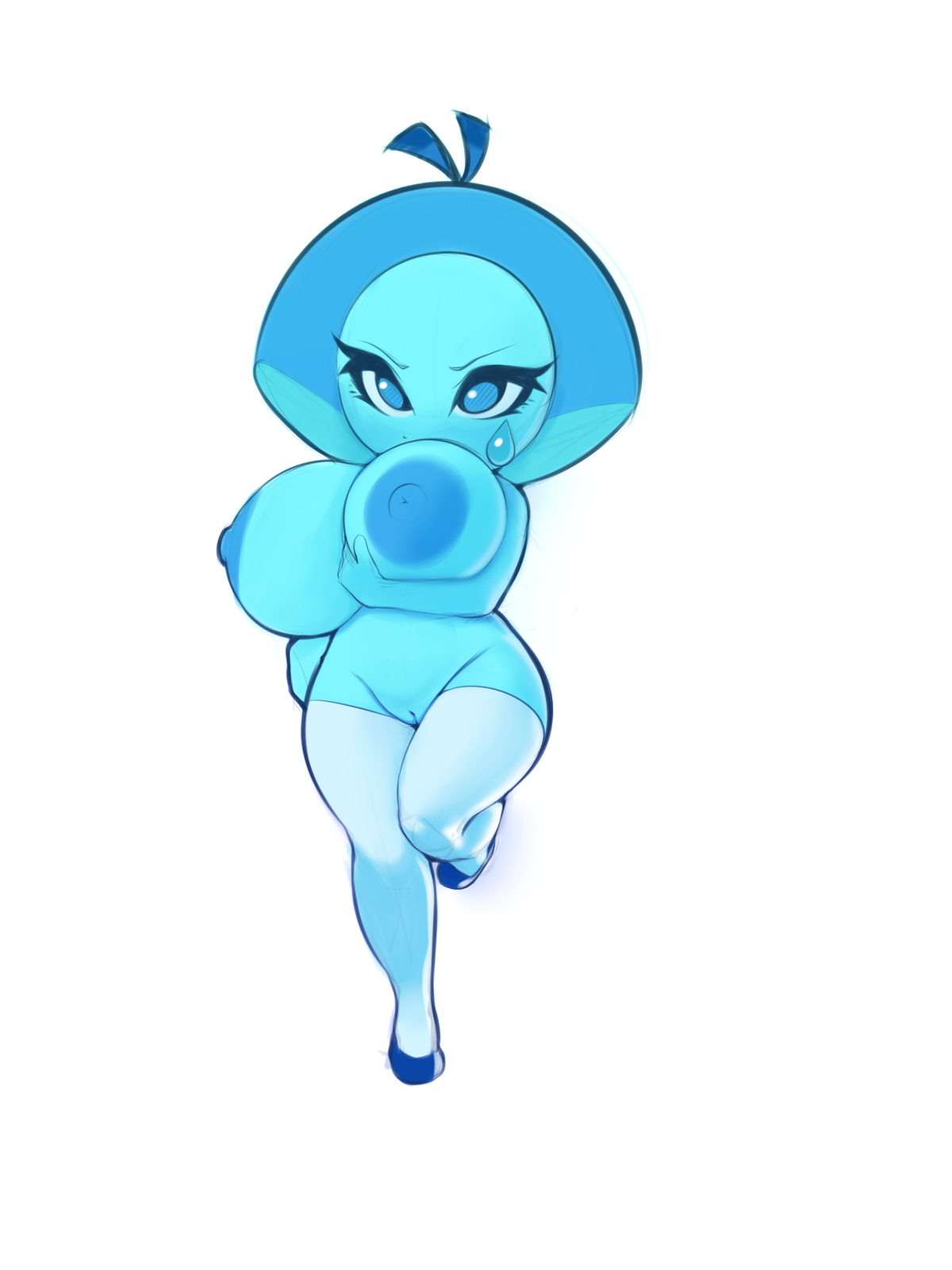 1girls, 2018, 2d, aquamarine (steven universe), areola, areolae, belly, big breasts, blue body, blue eyes, blue hair, blue nipples, blue skin, bow, breast grab, breast hold, breasts, busty, cartoon network, clothed, clothed female, clothes, clothing, color, colored, curvaceous, curves, curvy, curvy body, curvy female, curvy figure, eye contact, eyelashes, female, female focus, female only, gem (species), hair, hair accessory, hairbow, hips, holding breast, humanoid, large areolae, large breasts, looking at viewer, naked, naked female, naked footwear, nipples, nude, nude female, one leg up, plantpenetrator, pose, posing, presenting, presenting breasts, pussy, pussy peek, shoes, short hair, shortstack, simple background, solid color background, solo, solo focus, steven universe, stockings, stomach, thick thighs, thigh highs, thighhighs, topless, vagina, voluptuous, vulva, white background, wide hips