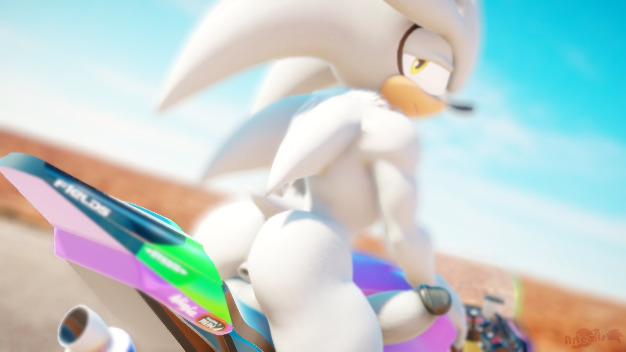 1boy 3d_(artwork) anthro anus artemissaturn ass athletic balls big_butt digital_media_(artwork) eulipotyphlan genitals hedgehog looking_back male male_only mammal motorcycle outside penis presenting presenting_hindquarters sega silver_the_hedgehog solo sonic_(series) sonic_the_hedgehog_(series) vehicle