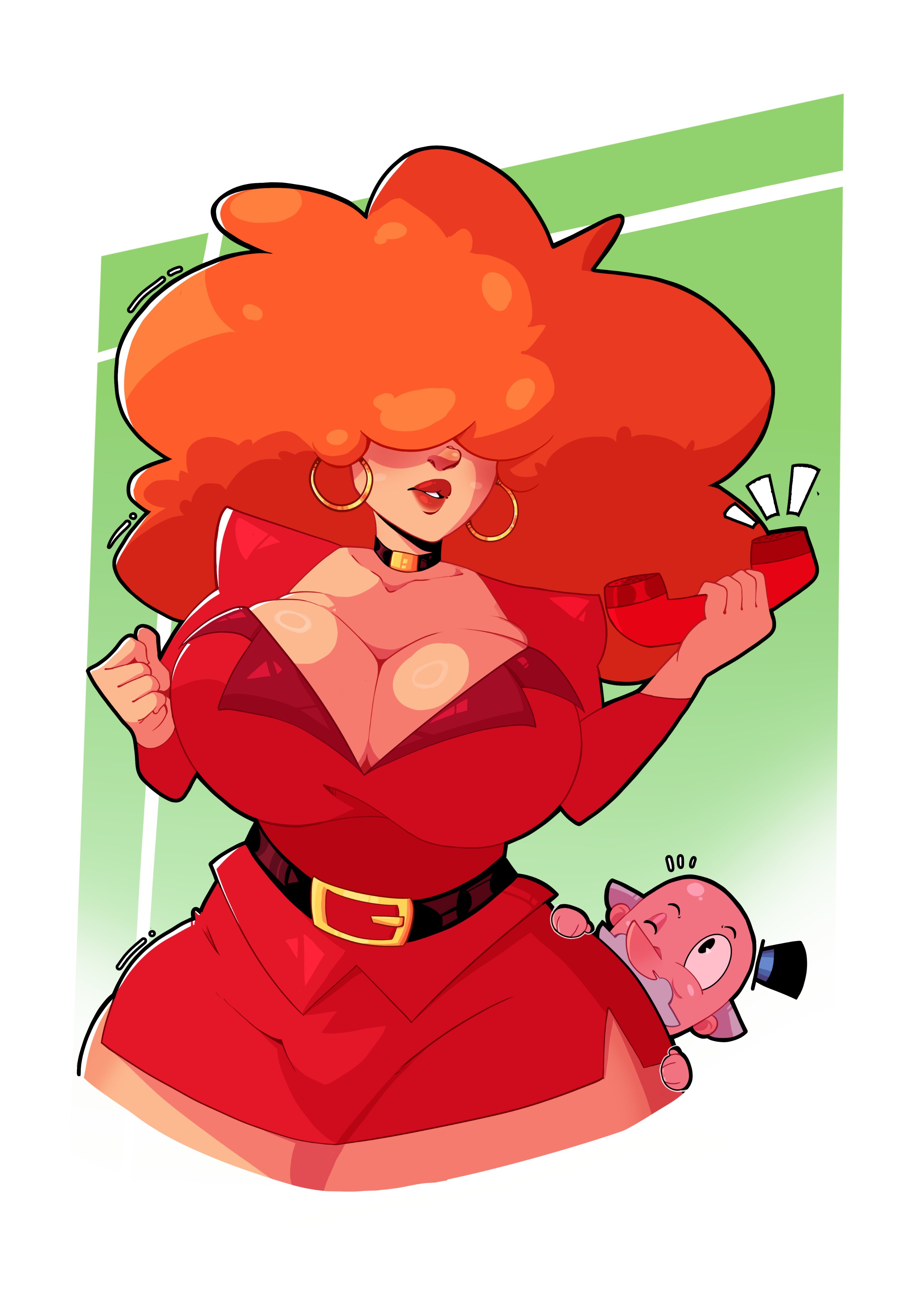 big breasts, big thighs, big titties, breasts, clothing, curvaceous, curvaceous female, curvaceous figure, curvy, curvy figure, curvy hips, dress, female, female focus, female only, mayor mayor, miss bellum, mr mapache, orange hair, powerpuff girls, sara bellum, solo