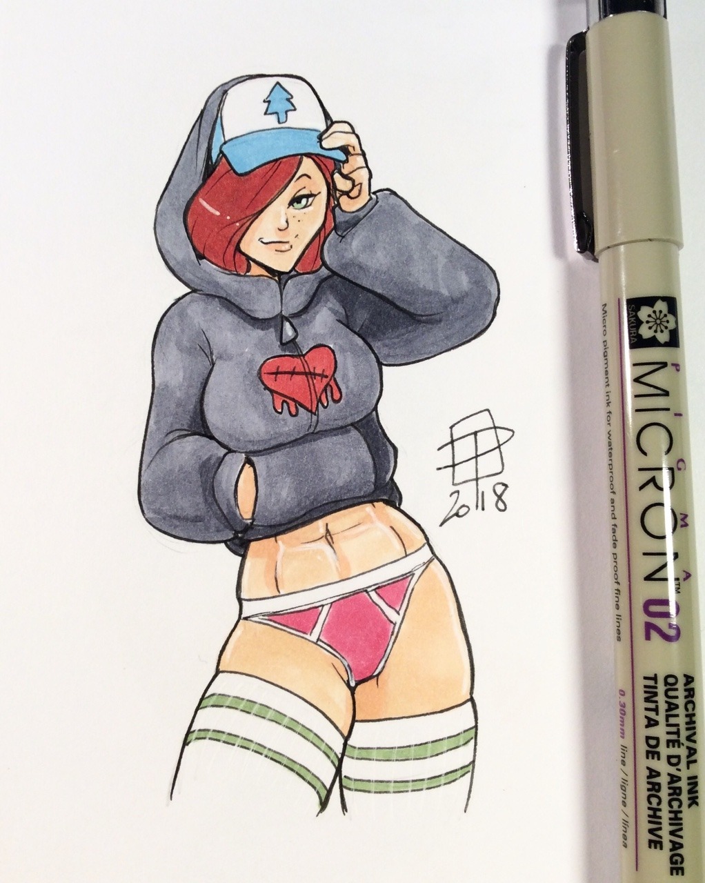 abs callmepo dipper_pines disney disney_channel disney_xd female gravity_falls hoodie panties pine_tree_(symbol) solo straight_hair thigh_socks wendy_corduroy