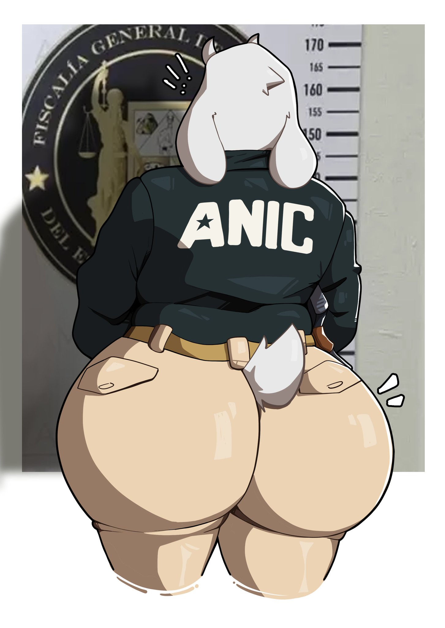 ass, ass focus, back view, big ass, big butt, butt focus, female, female focus, female only, furry, mr mapache, police, police uniform, toriel, undertale, undertale (series), white fur