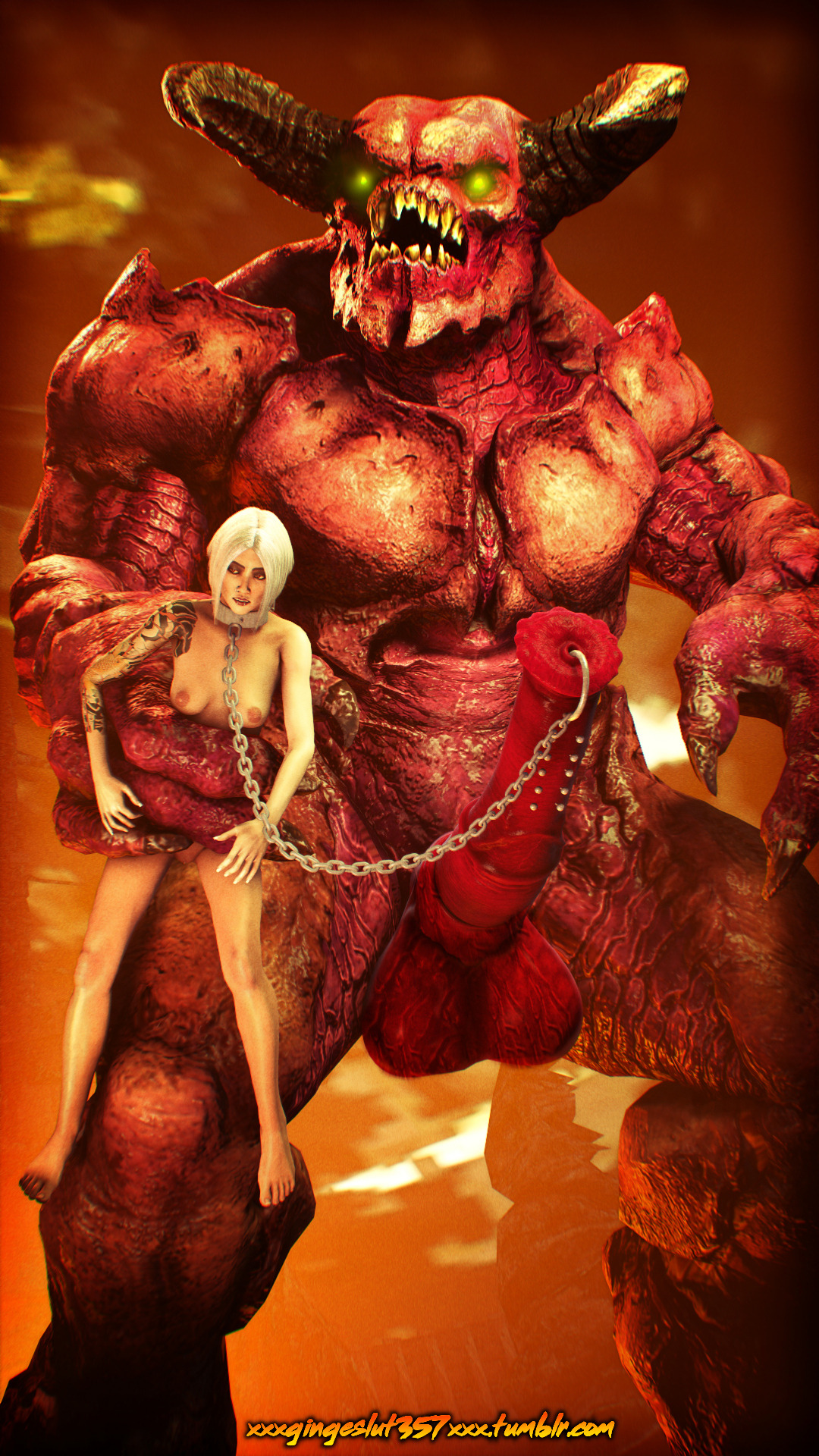 1girls, 3d, baron of hell (doom), breasts, crossover, demon, doom, female, hitman (2016), hitman (series), horsecock, male, penis, xxxgingeslut357xxx, yakuza tattoo, yuki yamazaki