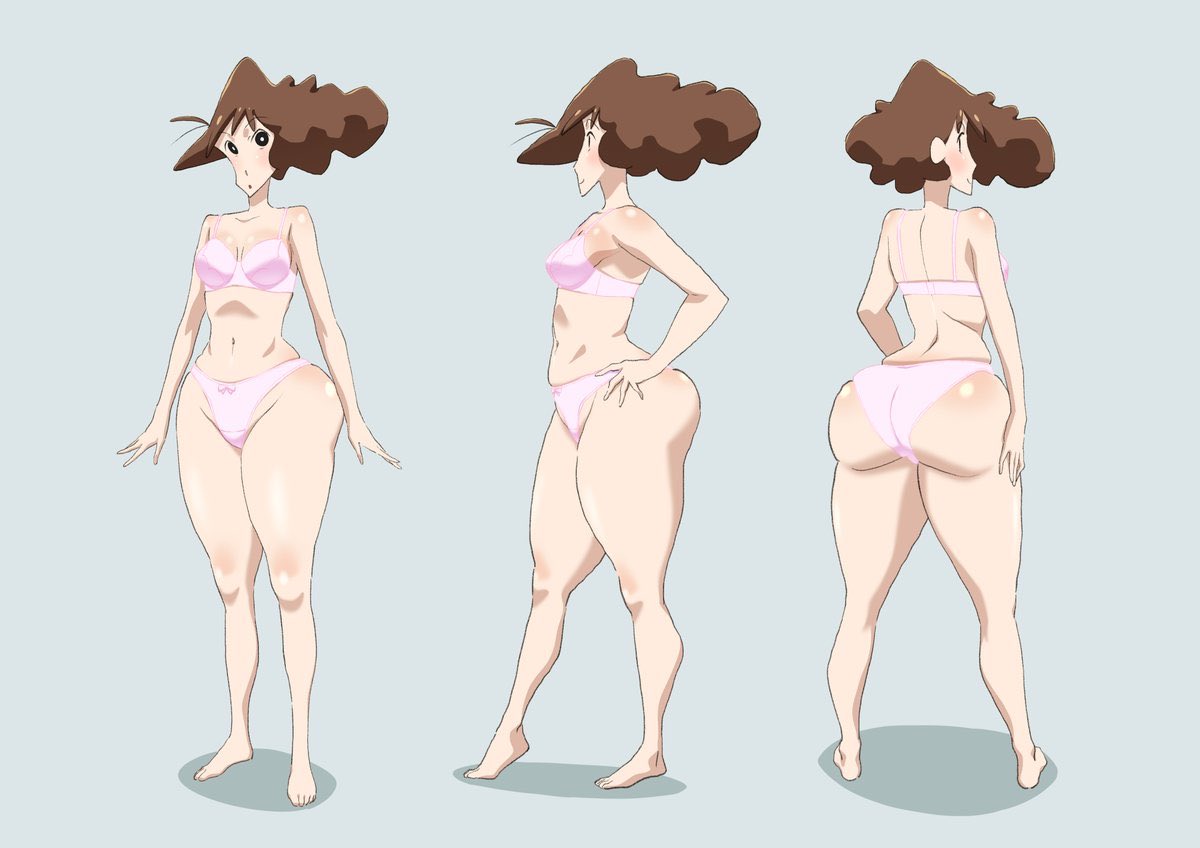 1girls, ass, bottom heavy, bra, brown hair, crayon shin-chan, fat ass, female, kuroron966, milf, misae nohara, underwear